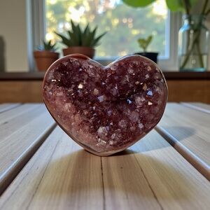 ❤️ Reddish Druzy Agate Heart | Sparkle & Quality Natural Banding | Uruguay 0010